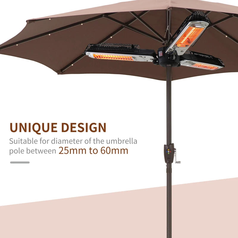 2000W Electric Umbrella Parasol Mounted Infrared Heater for Outdoor Gazebo Use - Efficient Heating Solution for Patios