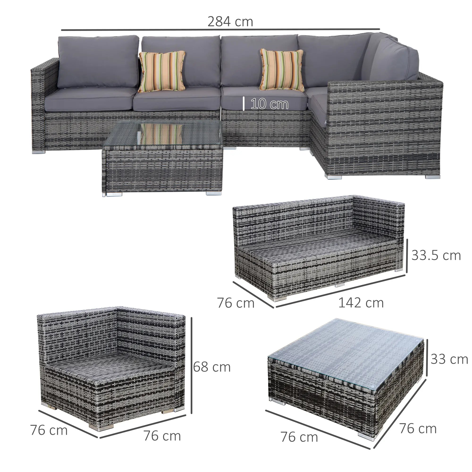 Grey 4 Piece Conservatory Dining Set With Coffee Table