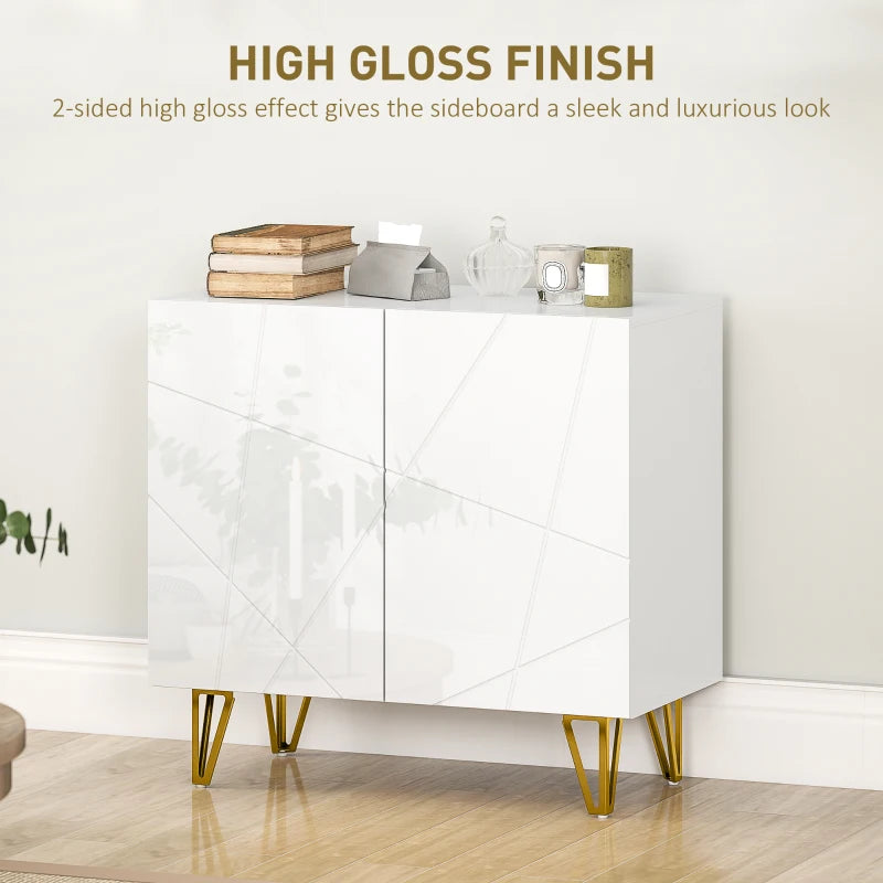 Modern High Gloss White Sideboard with Hairpin Legs for Stylish Home Storage