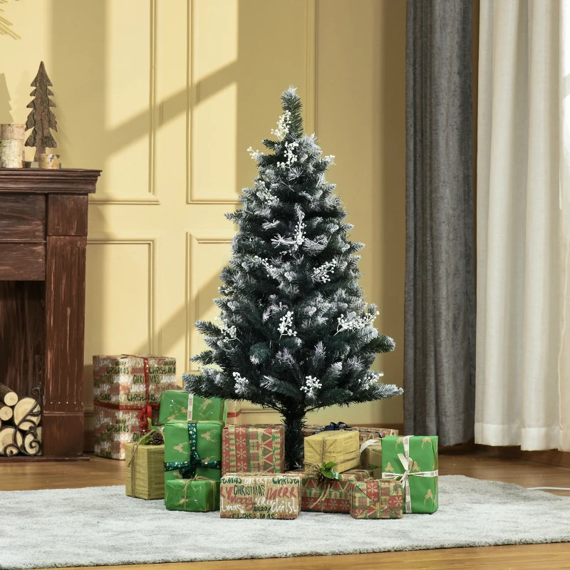 4FT Snow-Dipped Artificial Christmas Tree with White Berries & Star Topper | Indoor Holiday Decoration | Removable Stand