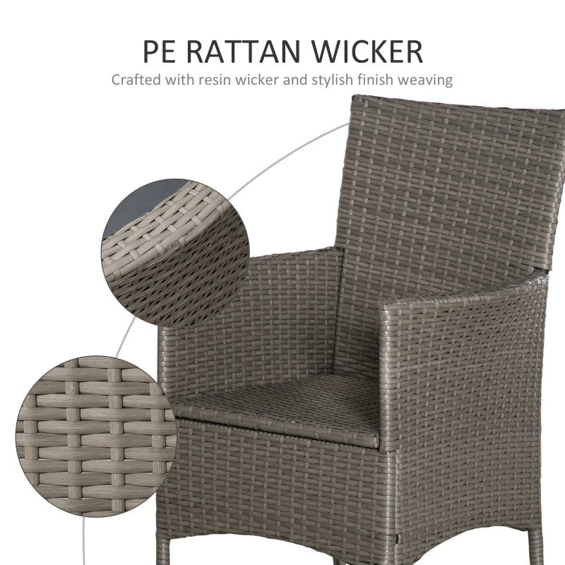 Set of x4 Grey Rattan Chairs With Cushions