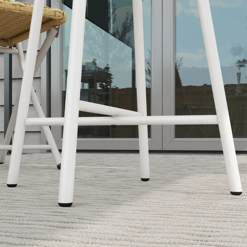 Natural Wood Finish Rattan Outdoor Side Table - Brown