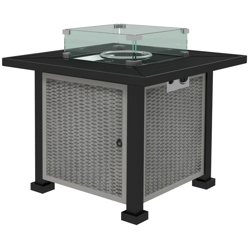 81x81cm 50,000 BTU Grey Gas Fire Pit Table - Outdoor Heating & Stylish Patio Decor
