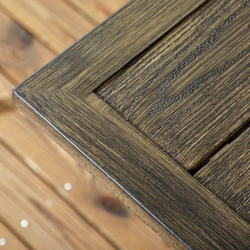 Wood-Effect Steel Garden Table for Six with Parasol Hole