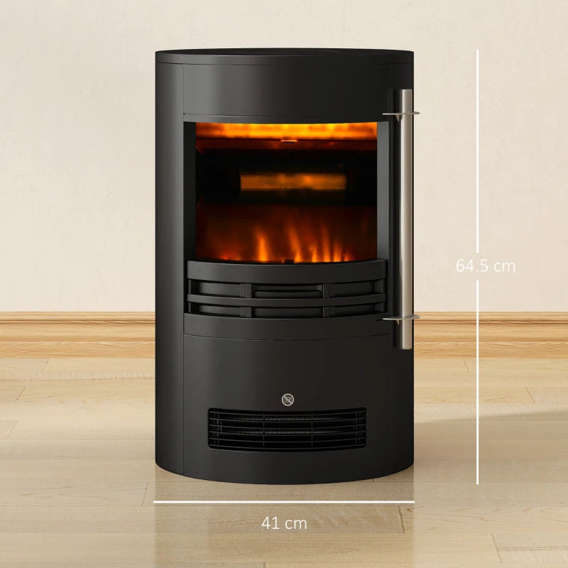 Freestanding Electric Fireplace Heater with Log Burner Effect and Thermostat Control 1000W 2000W