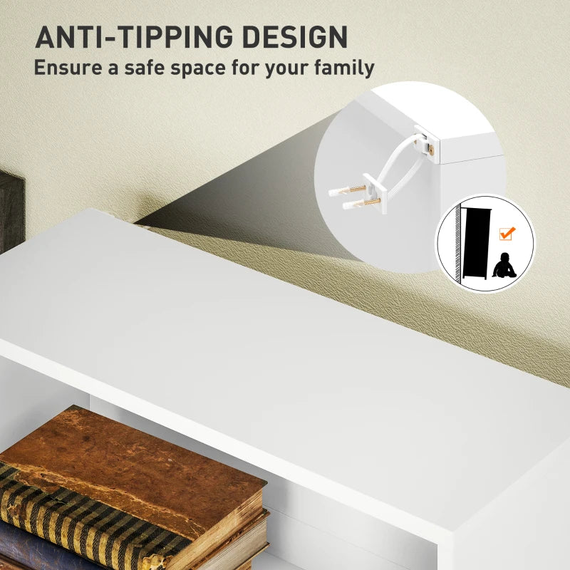 Modern White Six Shelf Bookcase - Stylish Storage Solution for Home or Office, Perfect for Organizing Books and Decor