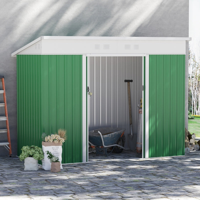 7.6ft x 4.3ft Light Green Garden Storage Shed