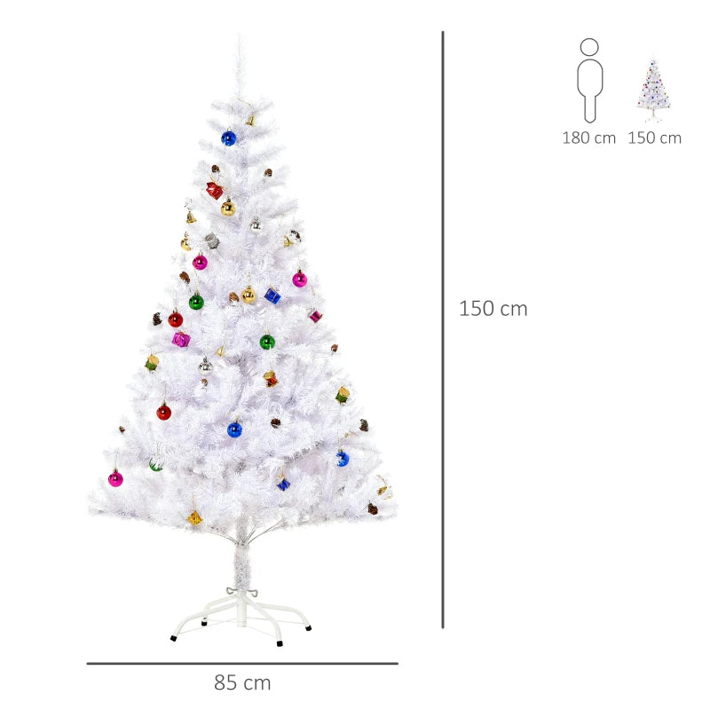 Elegant 5ft White Snow Artificial Christmas Tree with Metal Stand - Seasonal Home Decorations for Holiday Cheer