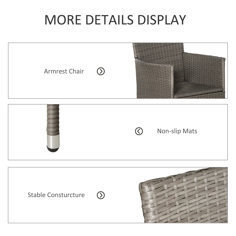 Set of x4 Grey Rattan Chairs With Cushions
