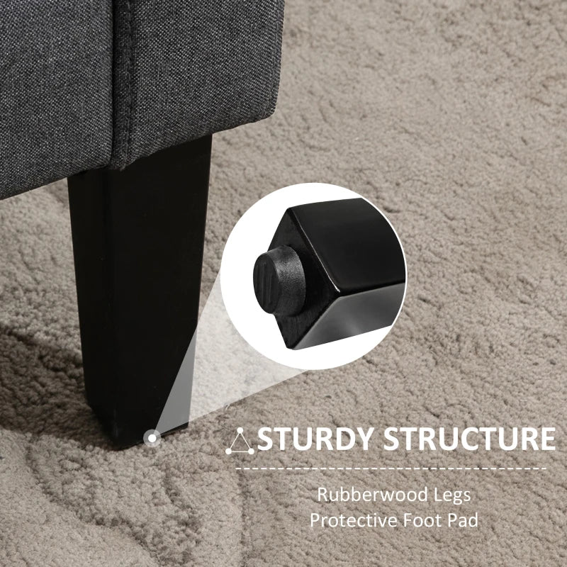 Modern Curved 2-Seat Sofa Loveseat with Thick Cushions and Wooden Legs for Compact Living Spaces in Grey