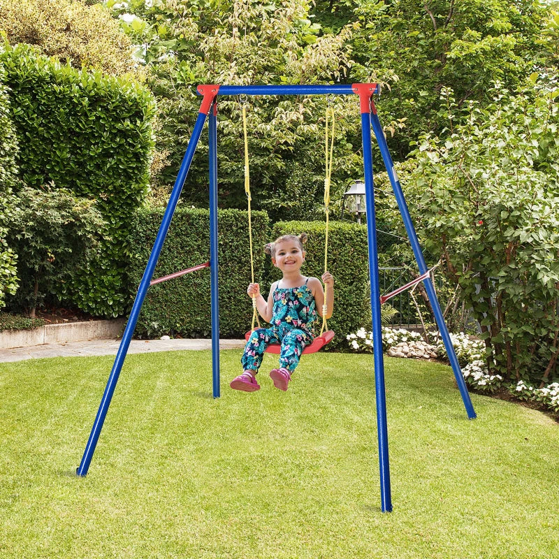 Blue Kids Swing Set with Adjustable Rope for 3-8 Years Old