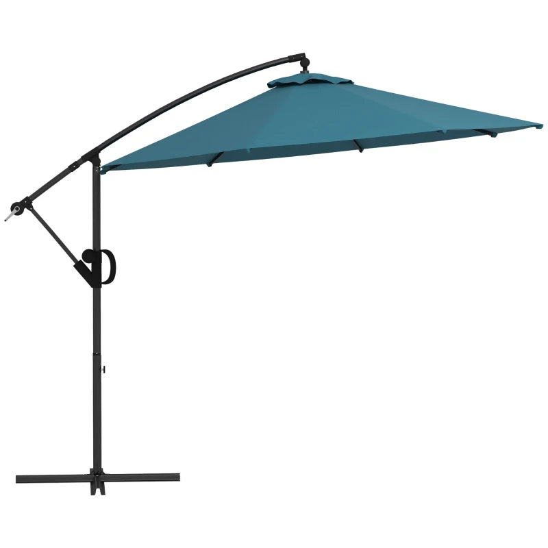 Blue 3m Offset Cantilever Parasol Umbrella with Cross Base