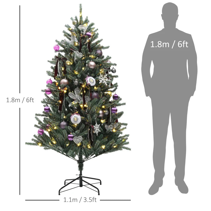 6ft Artificial Christmas Tree with Purple Decorations & Lights - Perfect Holiday Decor for Festive Celebrations