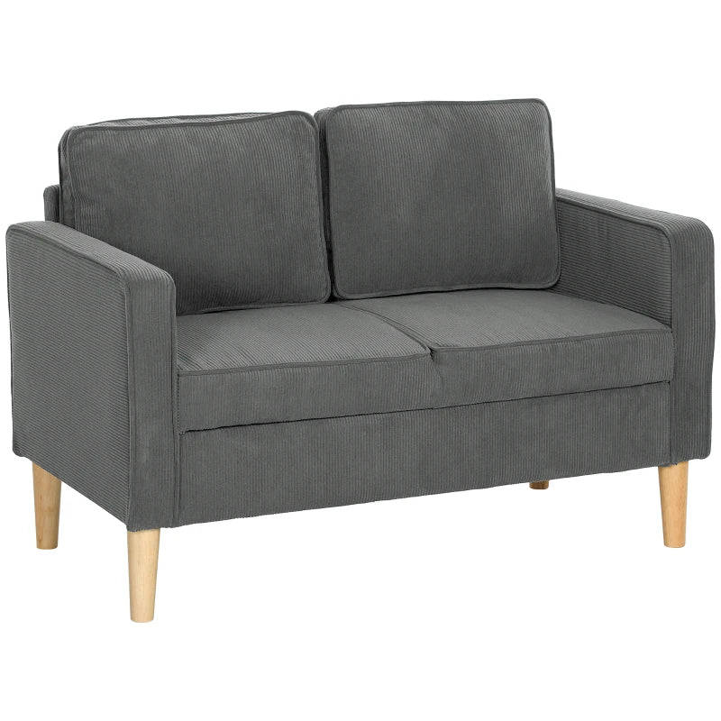 Small Grey Corduroy Two-Seater Sofa for Compact Living Spaces