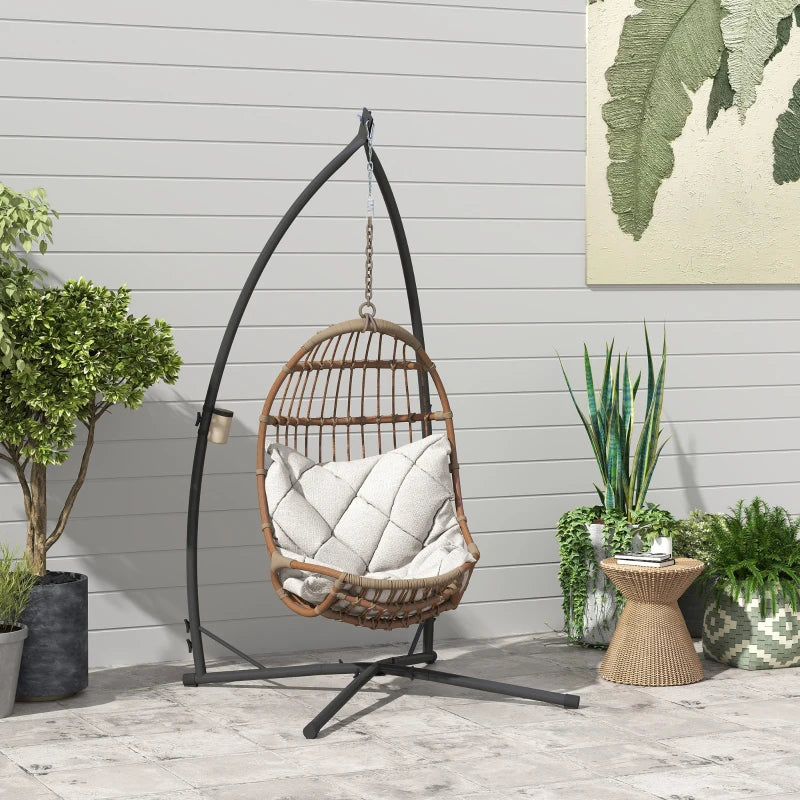 Heavy Duty Black Hammock Chair Stand - X-Shape Base, Indoor/Outdoor Use, 150 KG Load Capacity