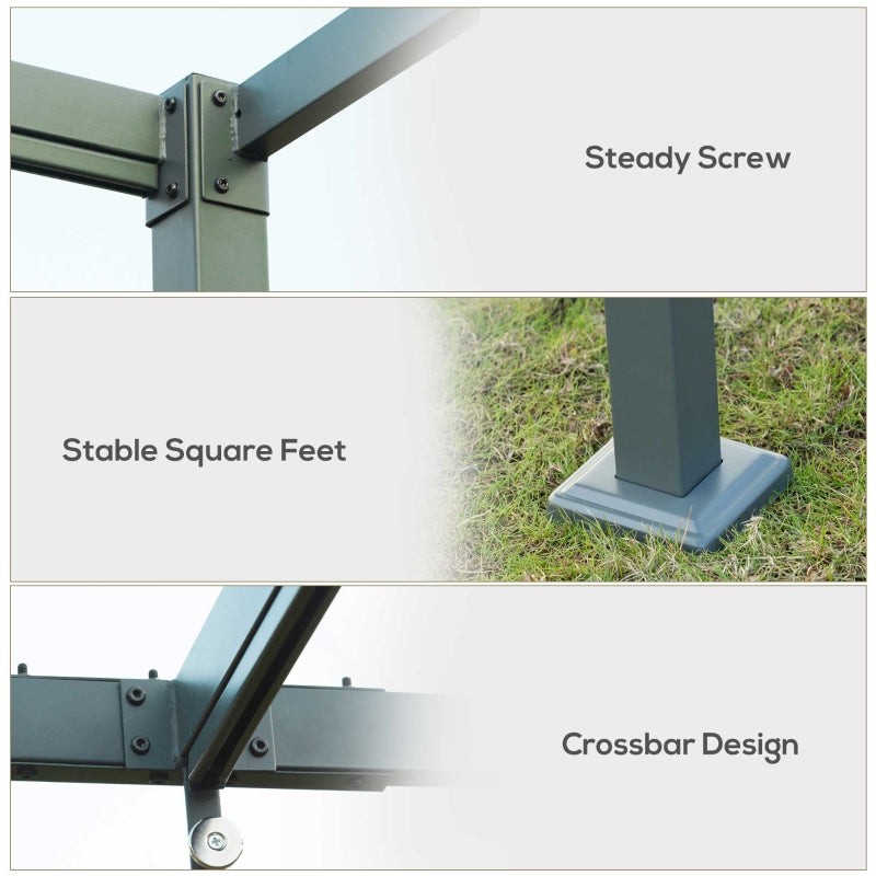 3m x 2m Grey Metal Pergola