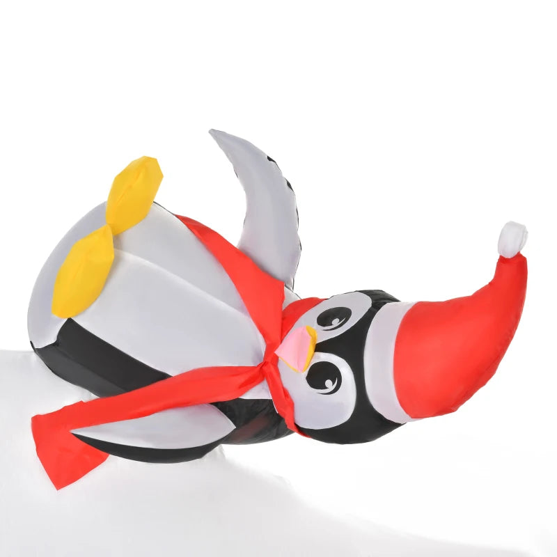 5ft LED Lighted Outdoor Christmas Inflatable Polar Bear with Penguins - Giant Yard Decoration for Home & Garden Parties