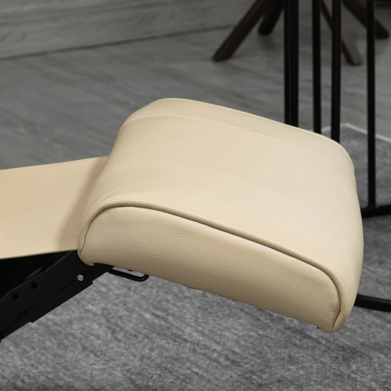 Cream Faux Leather Armchair with 145° Reclining Back and Footrest for Ultimate Comfort