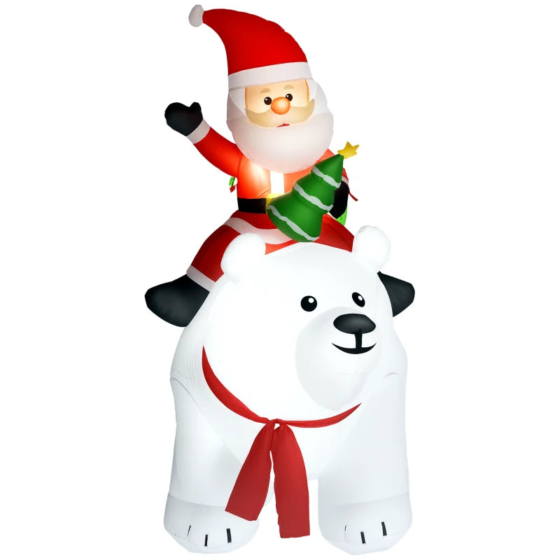 6.6ft Inflatable Santa on Polar Bear - Christmas Outdoor Decoration for Holiday Festivities
