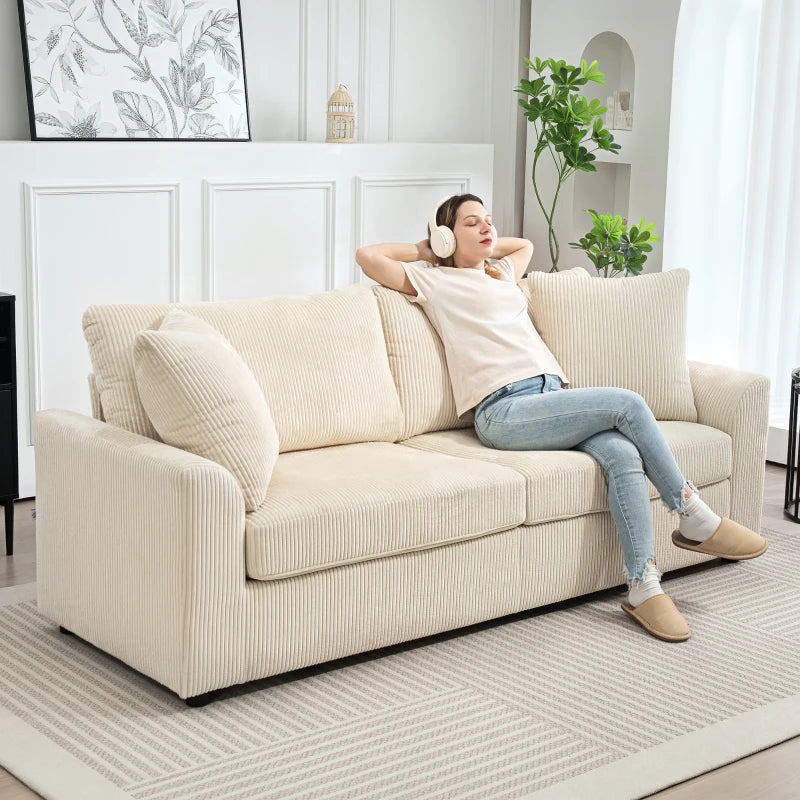 Modern 3-Seater Fabric Sofa with Spring Cushions and Scatter Cushions for Living Room or Home Office