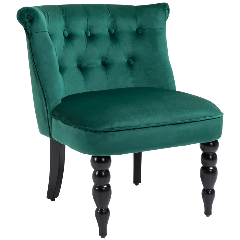 Velvet-Feel Wingback Accent Chair with Wooden Legs in Green - Stylish Home Furniture