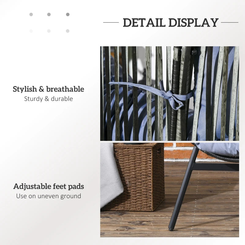 Grey/Black Rattan Egg Chair with Padded Seat Cushion