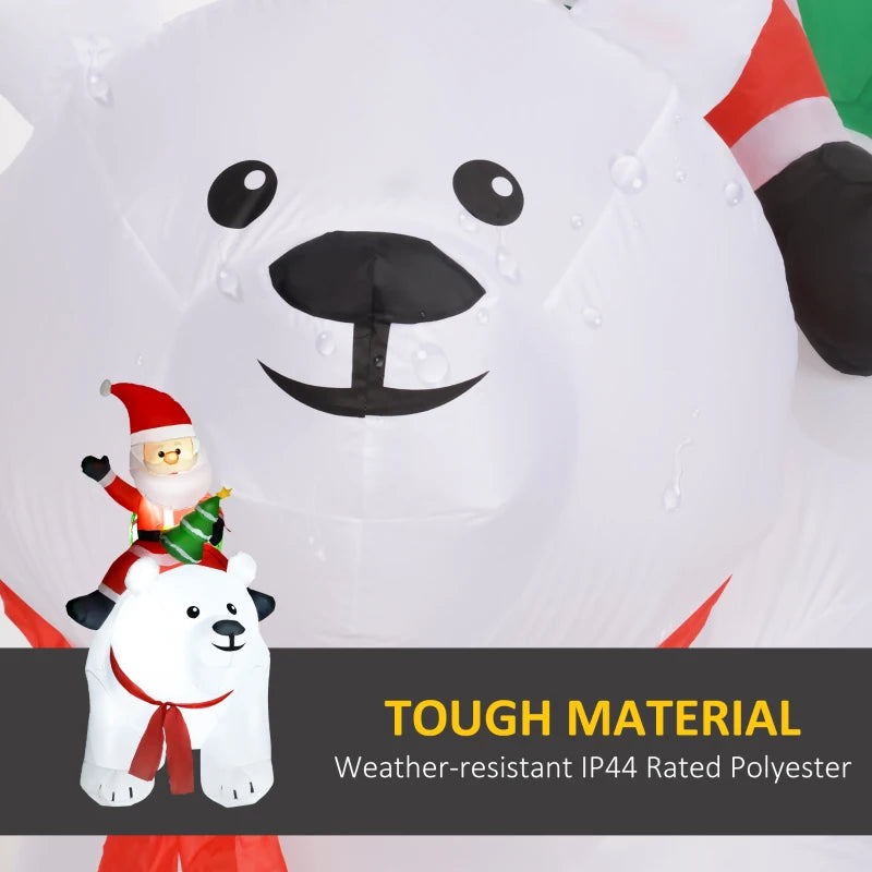 6.6ft Inflatable Santa on Polar Bear - Christmas Outdoor Decoration for Holiday Festivities