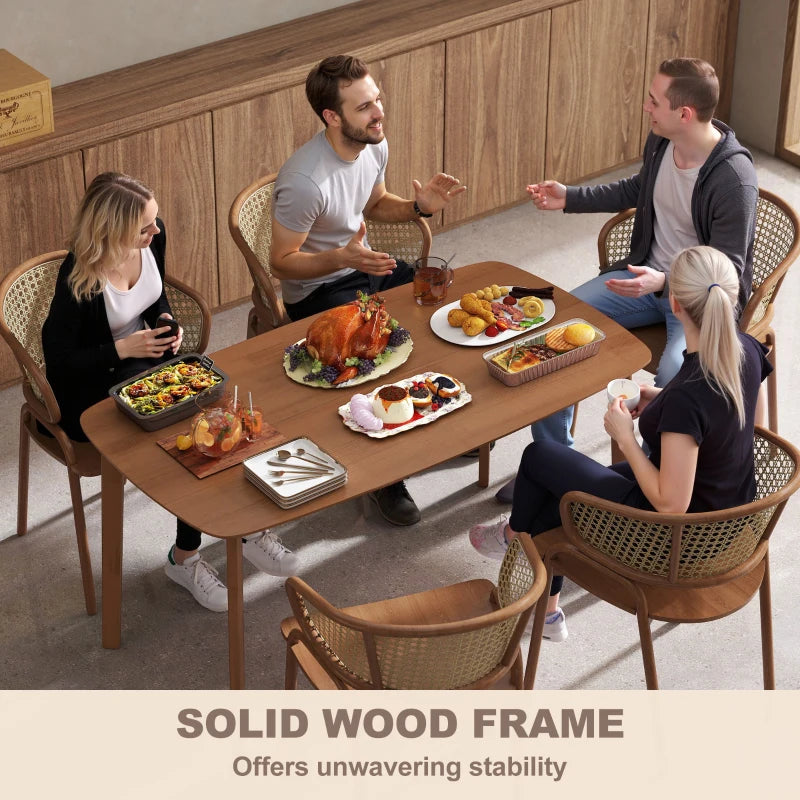 Light Brown Pine Wood Rectangular Dining Table - Modern Design, Durable, Perfect for Family Gatherings and Dining Rooms