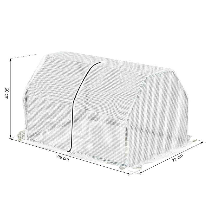 Compact Greenhouse with White Steel Frame - 99L x 71W x 60H cm