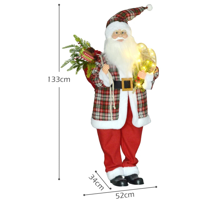 4'3" Animated Santa Claus Figure with Sound & Lights - Festive Red & Green Holiday Decoration for Christmas
