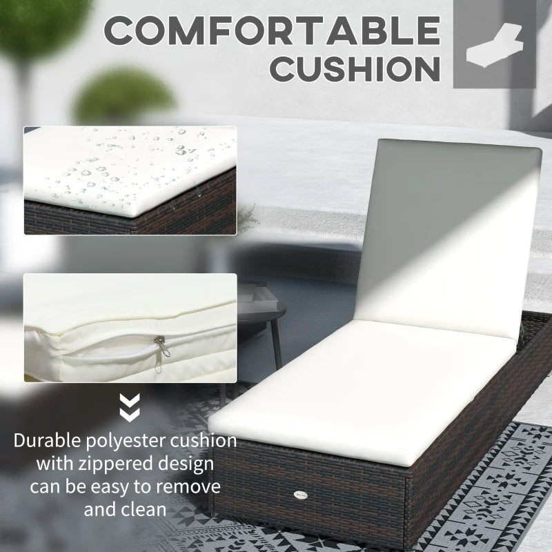 Brown/Cream Rattan Sun Lounger Set - 2 Pack with Reclining Backs