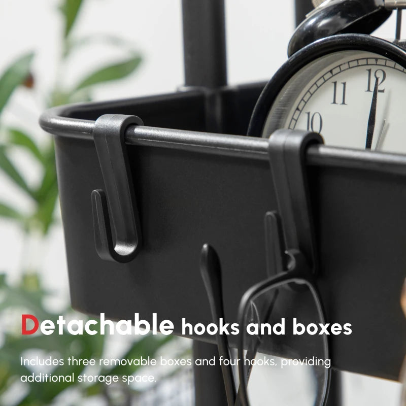 Versatile Black Three-Tier Home Trolley with Handle & Wheels - Perfect for Kitchen, Living Room, or Office Storage