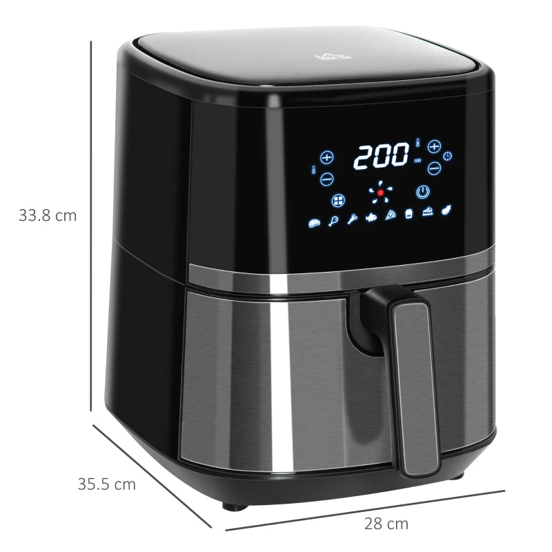 4.5L 8-in-1 Digital Air Fryer Oven - Oil-Free Cooking, Temp Control, Non-Stick Basket, 1500W, Rapid Air Circulation, Black