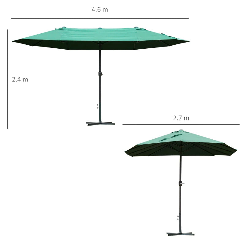 Dark Green 4.6M Double-sided Crank Sun Umbrella Canopy