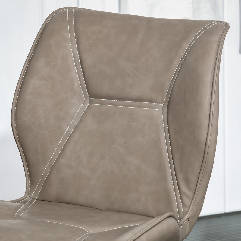 Set of 4 Brown PU Leather Racing-Style Dining Chairs with Steel Legs & Ergonomic Back Padding for Home Living Room