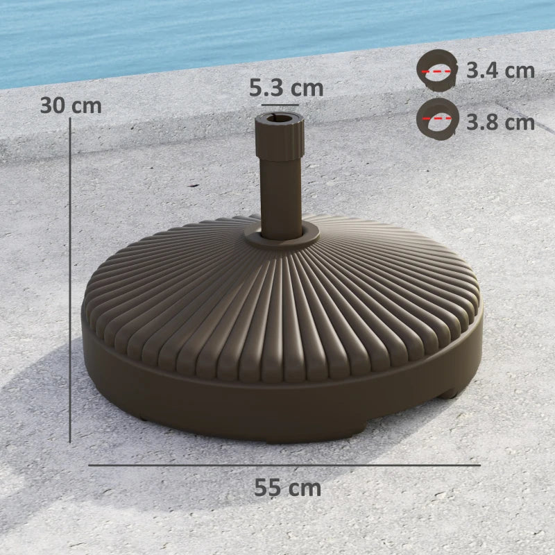 28kg Sand Filled & 23kg Water Filled Garden Parasol Base Holder - Brown Outdoor Umbrella Stand Weight