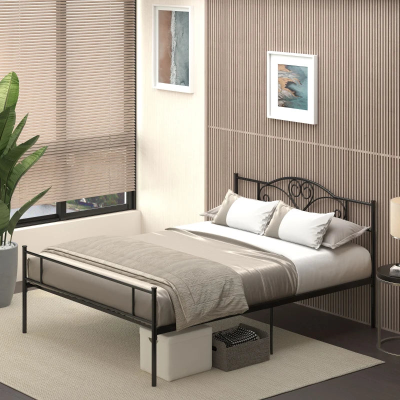 King Size Metal Bed Frame with Headboard & Footboard - 5ft4 Bed Base with 31cm Under-Bed Storage for Bedroom