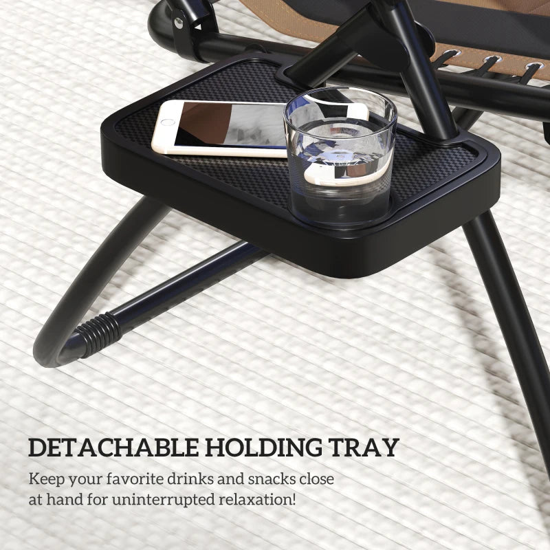 Zero Gravity Lounger Chair Set of 2 - Folding Reclining Patio Chairs with Shade Cover, Cup Holder, Soft Cushion and Headrest - Ideal for Poolside, Camping, and Coffee - Grey