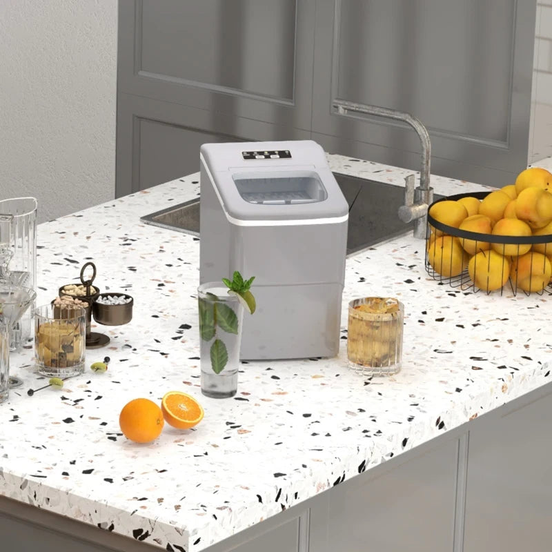12kg Countertop Ice Cube Maker Machine with Scoop - Silver-Tone, Perfect for Home Bars and Parties