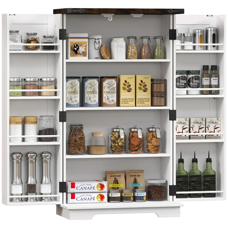 Multi-Storage Farmhouse Style White Cabinet - Rustic Storage Solution for Home, Kitchen, or Living Room
