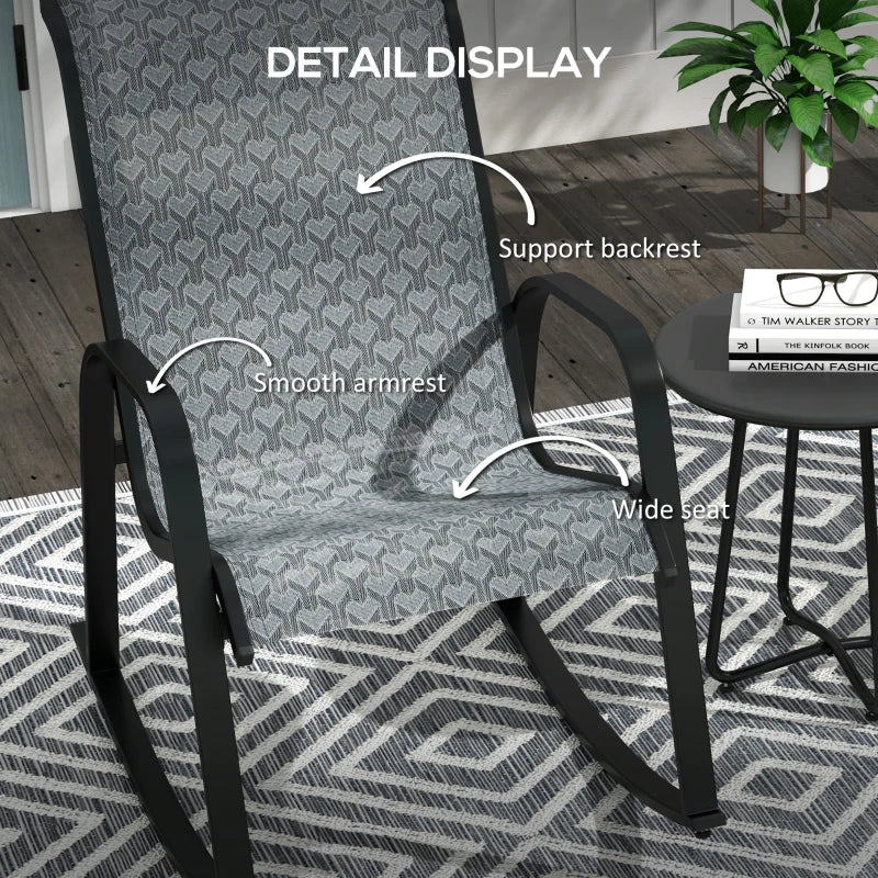 3-Piece Outdoor Rocking Armchair Set, Mixed Grey