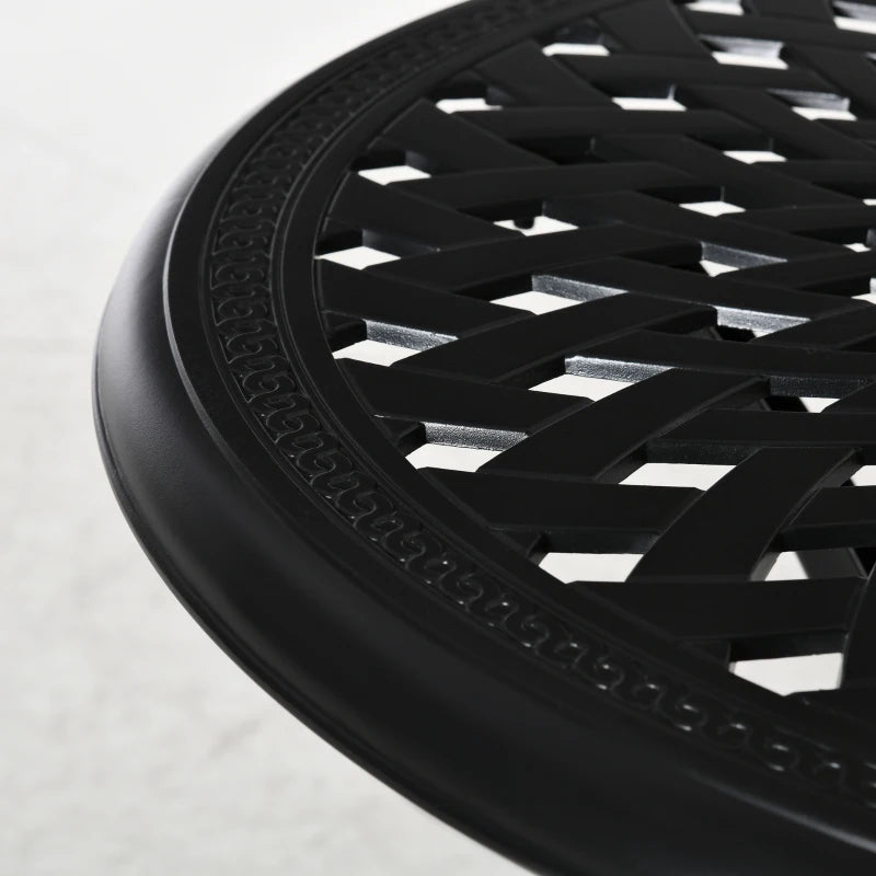 Black Round Outdoor Dining Table with Parasol Hole - 78cm