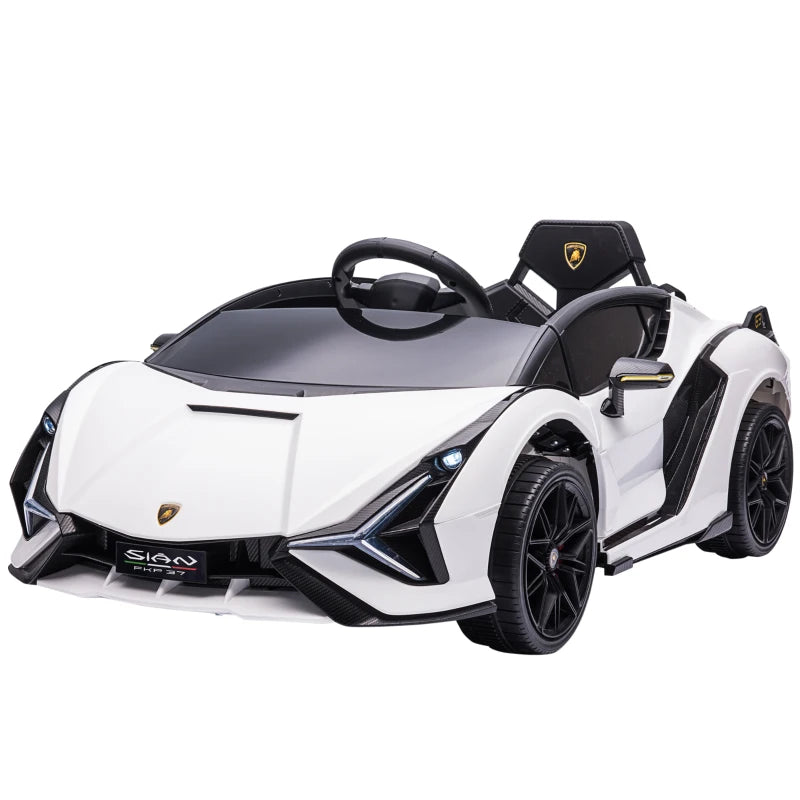 Lamborghini Sian 12V Electric Kids Car - Licensed Toy with Remote Control, Music, Lights & MP3 for Ages 3-5 - White