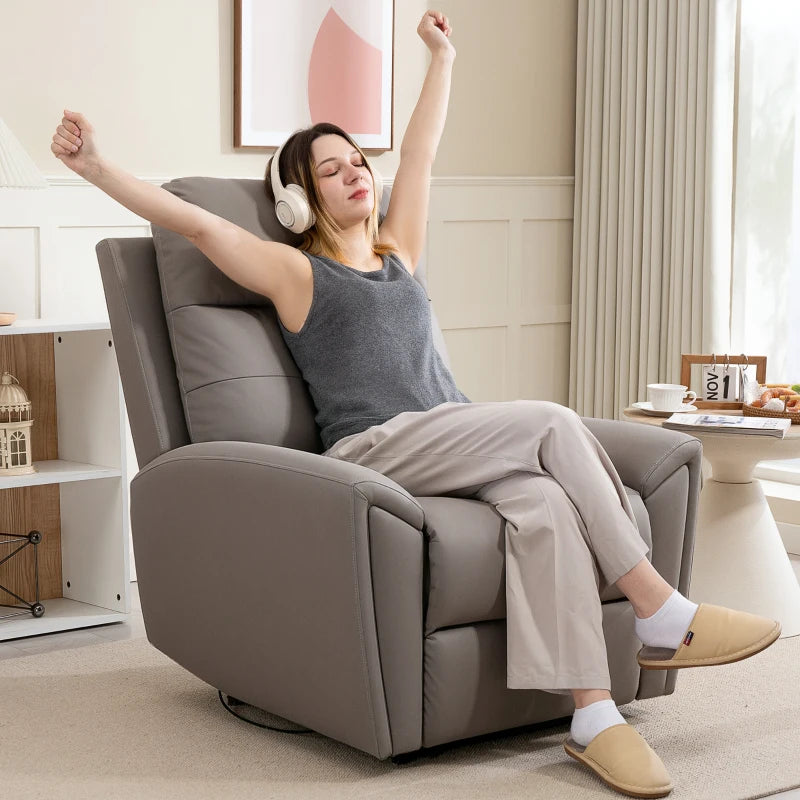 Modern Grey Recliner Armchair with Adjustable Leg Rest and Overstuffed Microfibre Lounge Seating for Living Room or Bedroom