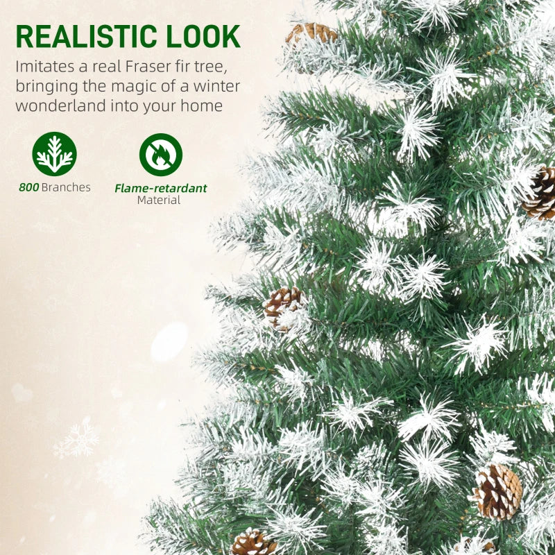 6FT Artificial Christmas Tree with Pine Cones - Automatic Open Holiday Decoration for Festive Home - Green Xmas Tree