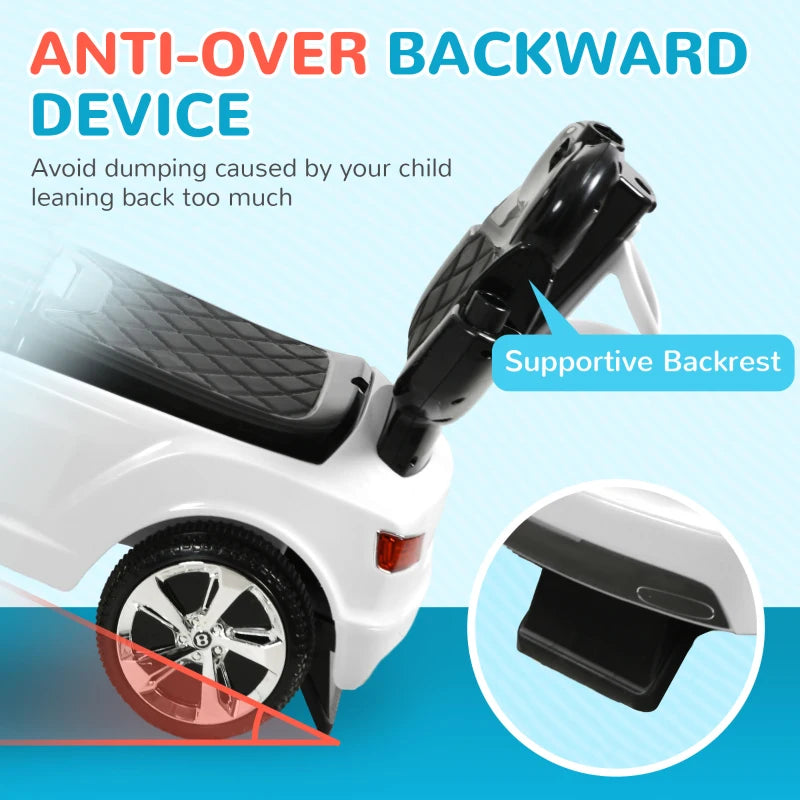 Licensed Bentley Bentayga 3-in-1 Baby Push Ride On Car with Canopy and Music White