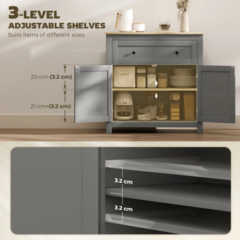Modern Sideboard Storage Cabinet with Adjustable Shelf and Drawer for Living Room Dining Room Hallway Grey