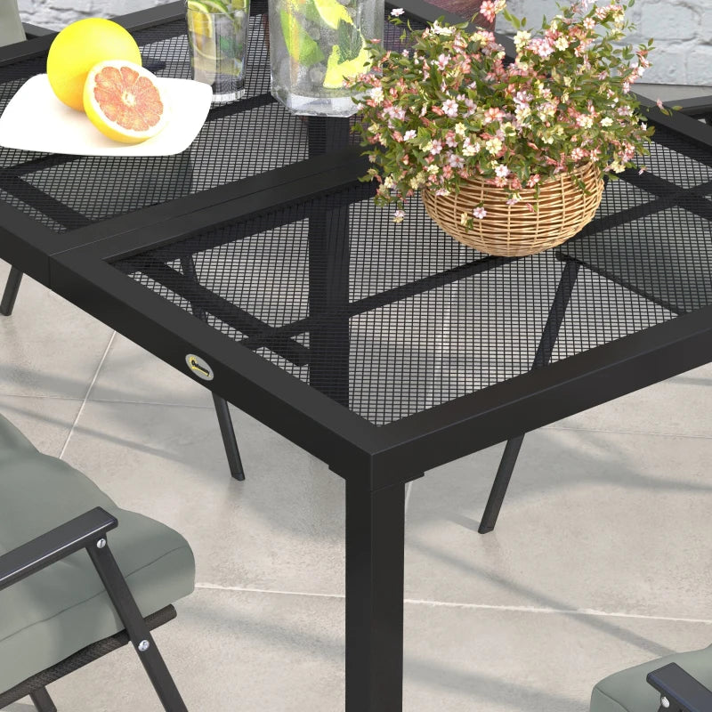 Grey Steel Garden Table with Wired Top - 4 Seater