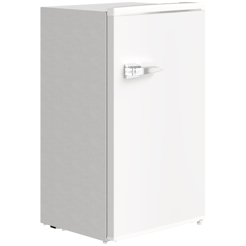 85L Retro Under Counter Fridge with Chiller Box, Adjustable Thermostat & Glass Shelves - Compact White Refrigerator
