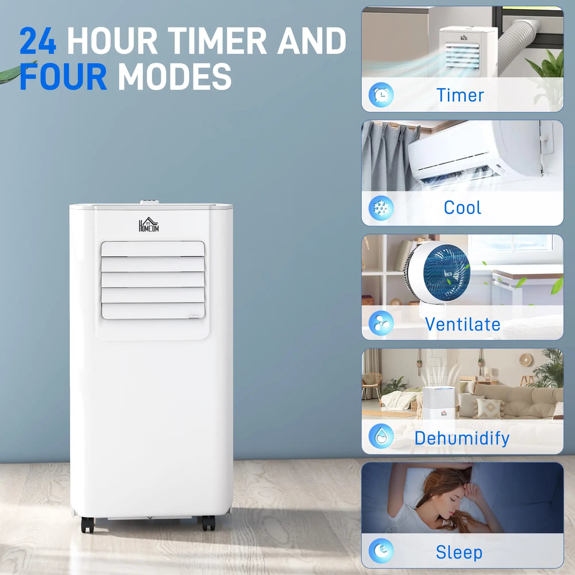 5000 BTU Portable Air Conditioner – 4-in-1 Compact AC Unit with Cooling, Fan, Dehumidifier & Sleep Mode, Remote Control, 24H Timer, 2 Speeds, Window Vent Kit – Ideal for Rooms up to 12㎡